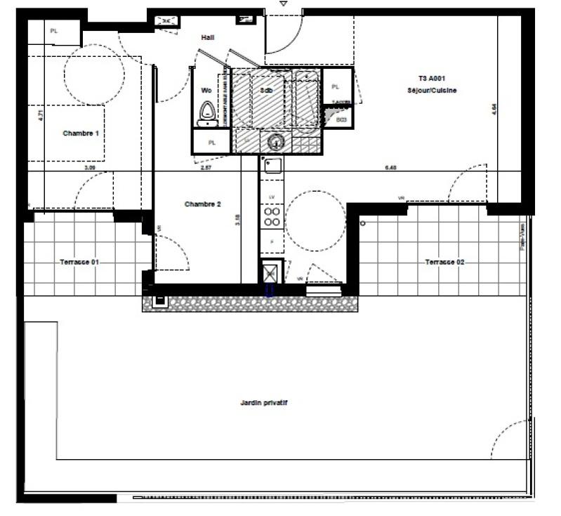 Appartement - 64 m² - 3 pièces