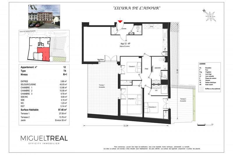 Appartement - 98 m² - 4 pièces