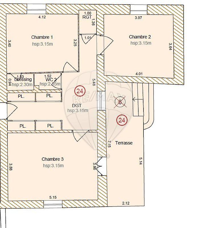Appartement - 87 m² - 3 pièces