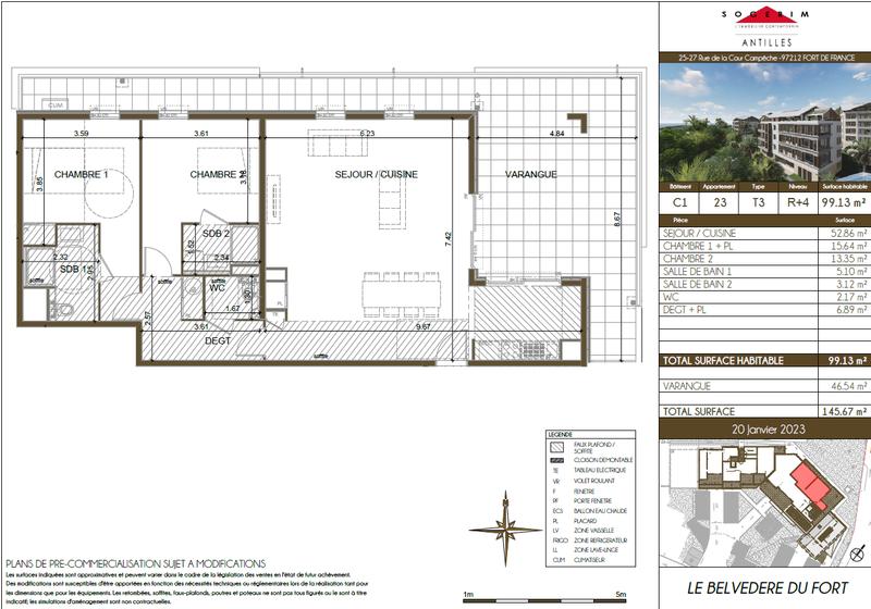 Appartement - 99 m² - 3 pièces