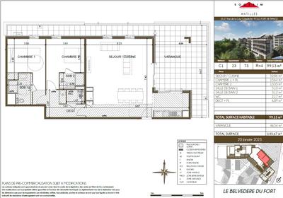 Appartement - 99 m² - 3 pièces