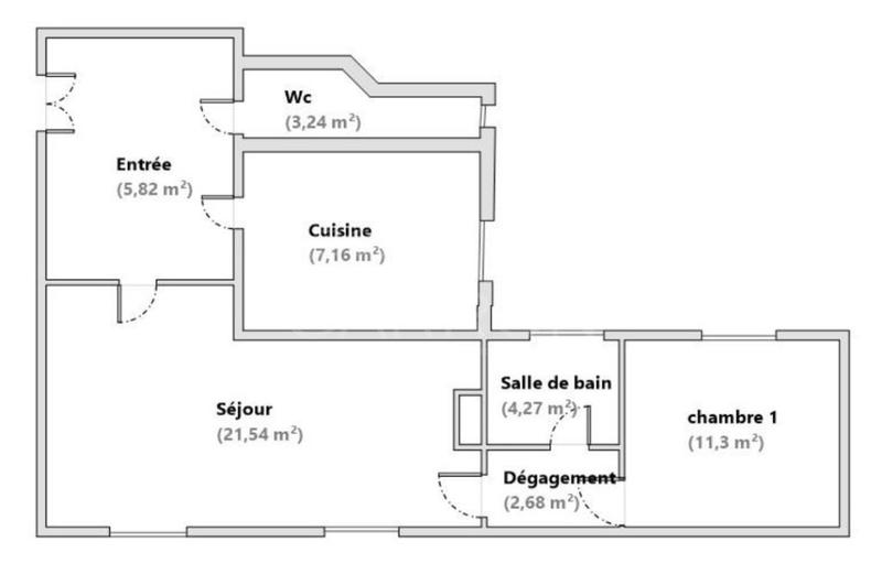 Appartement - 56 m² - 2 pièces