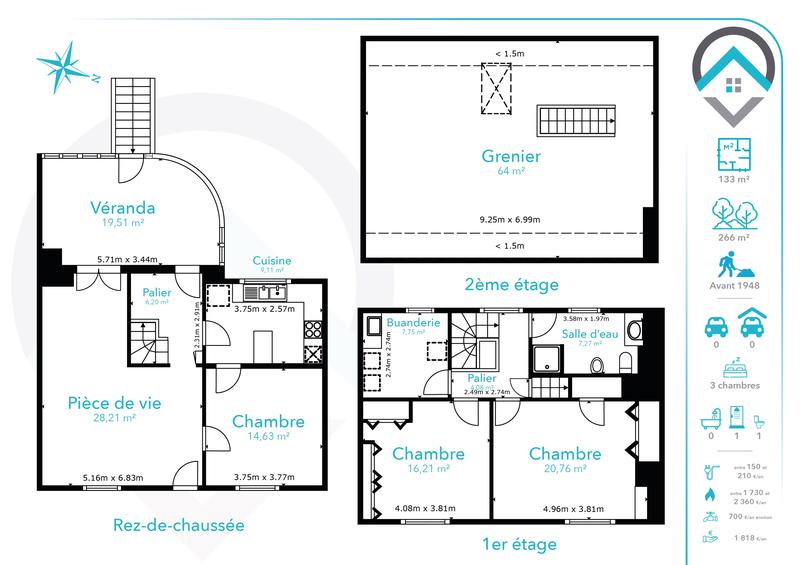 Maison - 133 m² - 5 pièces