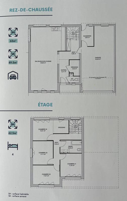 Maison - 125 m² - 6 pièces