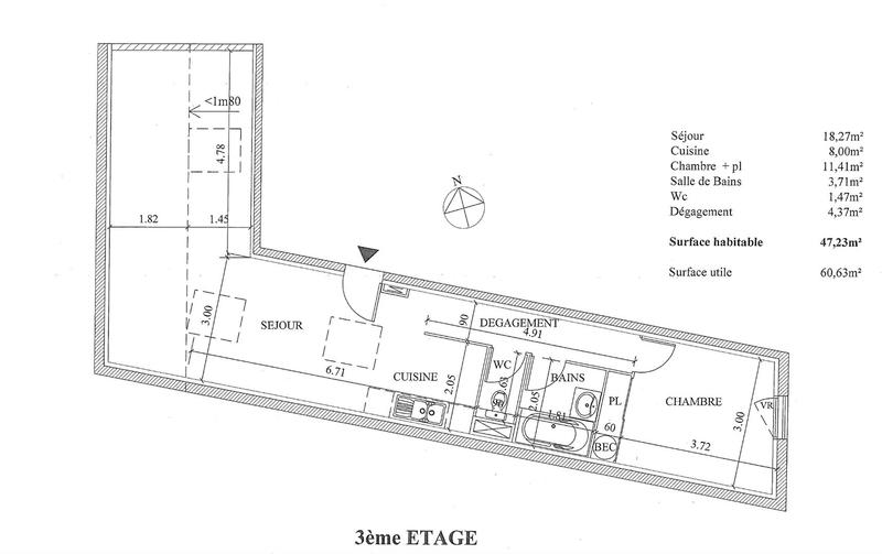 Appartement - 47 m² - 2 pièces