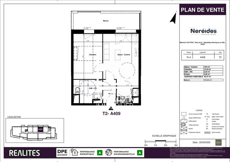 Appartement - 40 m² - 2 pièces