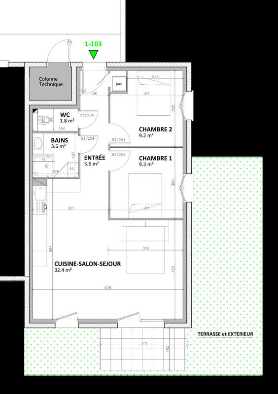 Appartement - 60 m² - 3 pièces