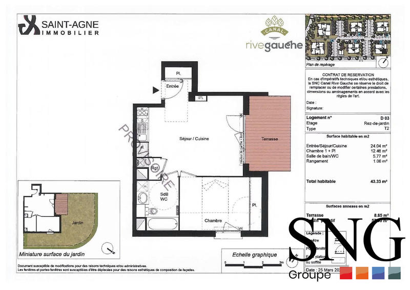 Appartement - 43 m² - 2 pièces