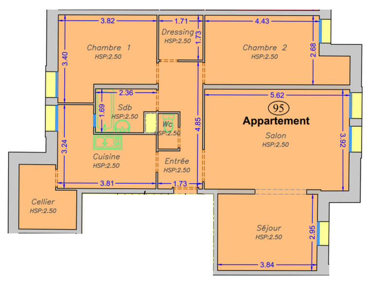 Appartement - 86 m² - 4 pièces