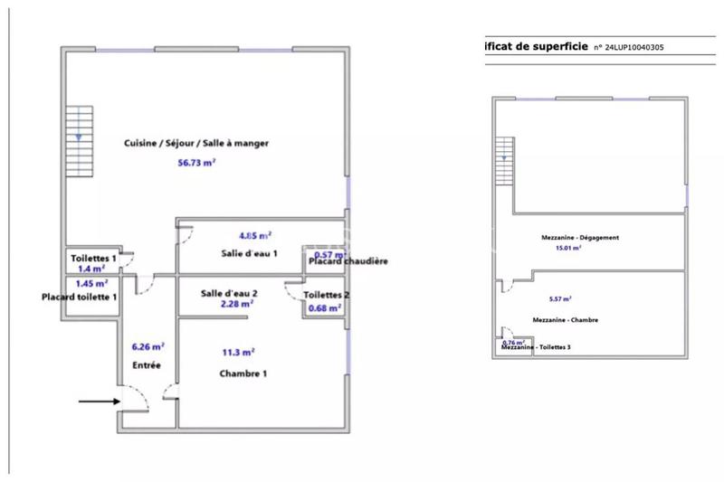 Appartement - 105 m² - 3 pièces