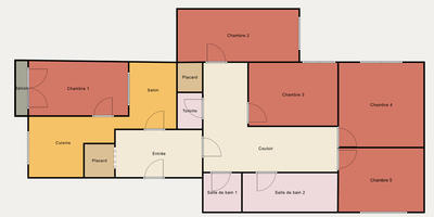 Chambre - 25 m² - 5 pièces