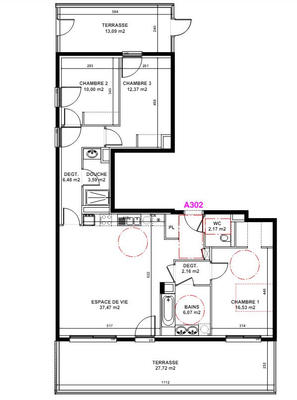 Appartement - 97 m² - 4 pièces