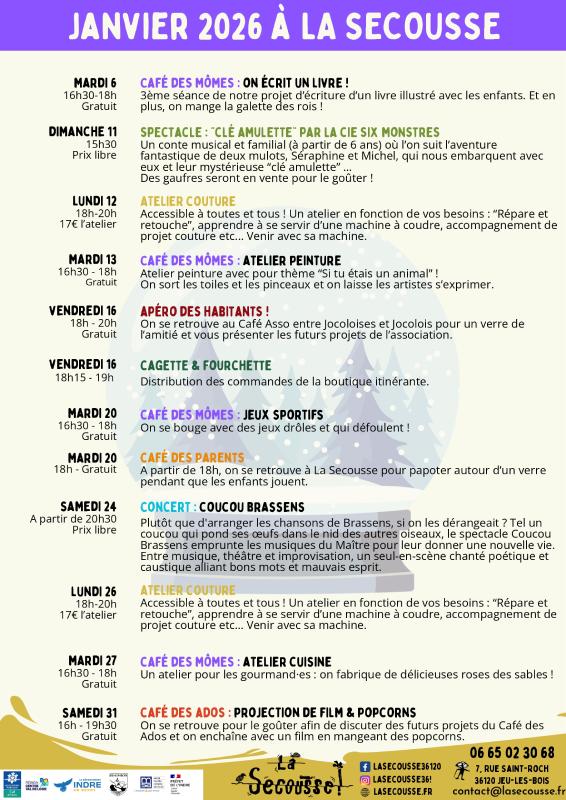Programmation du mois à la Secousse