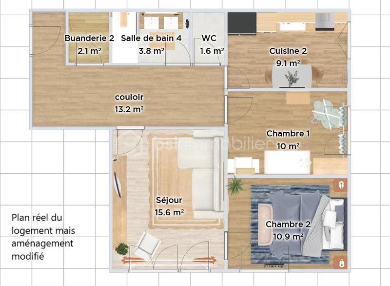 Appartement - 61 m² - 3 pièces