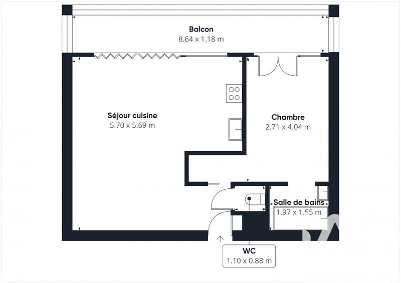 Appartement - 46 m² - 2 pièces