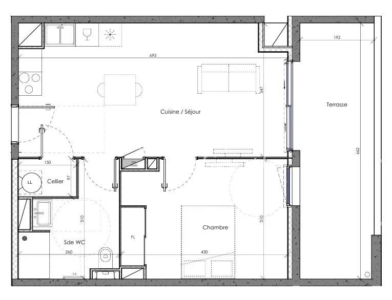 Appartement - 44 m² - 2 pièces