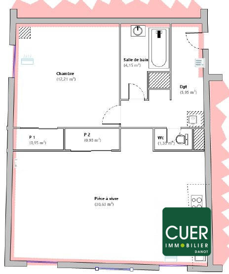 Appartement - 52 m² - 2 pièces