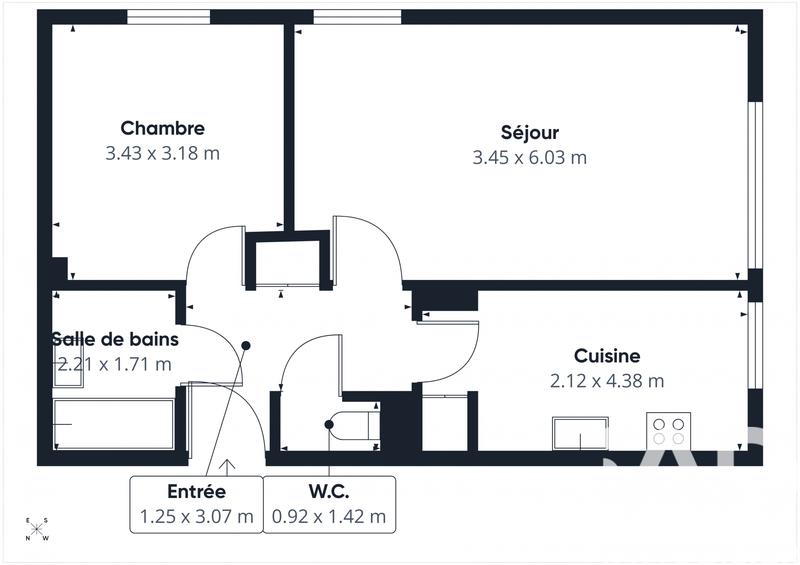 Appartement - 51 m² - 2 pièces