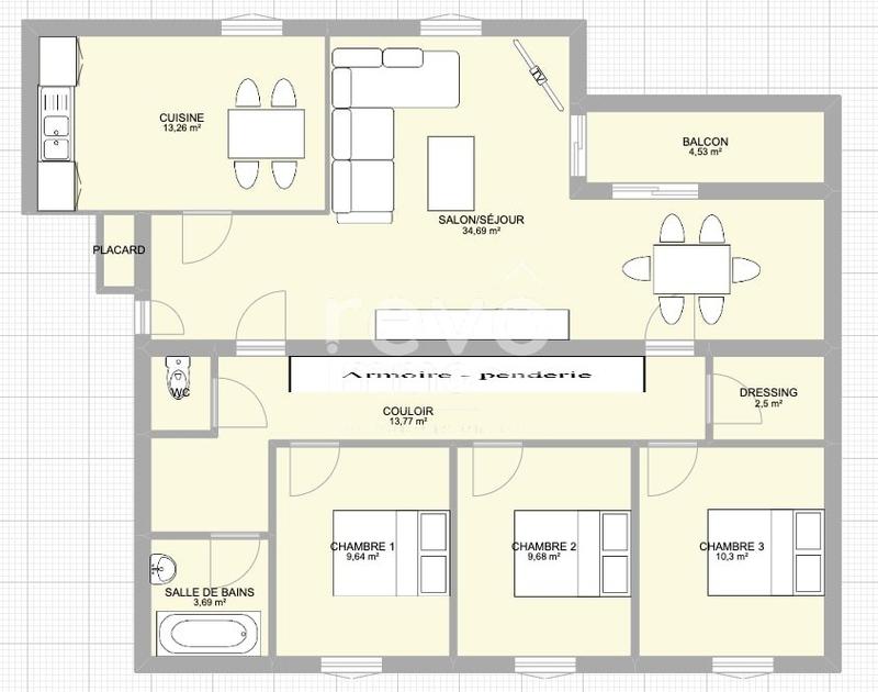 Appartement - 96 m² - 5 pièces