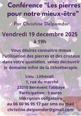 Conférence les Pierres pour notre Mieux-Etre