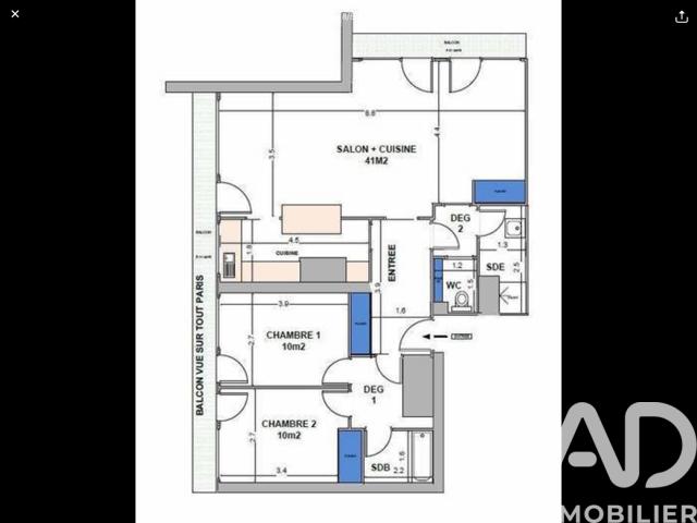 Appartement - 85 m² - 3 pièces