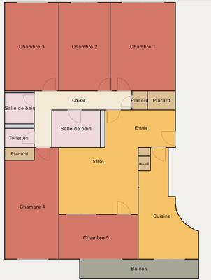 Chambre - 19 m² - 5 pièces