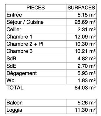 Appartement - 84 m² - 4 pièces