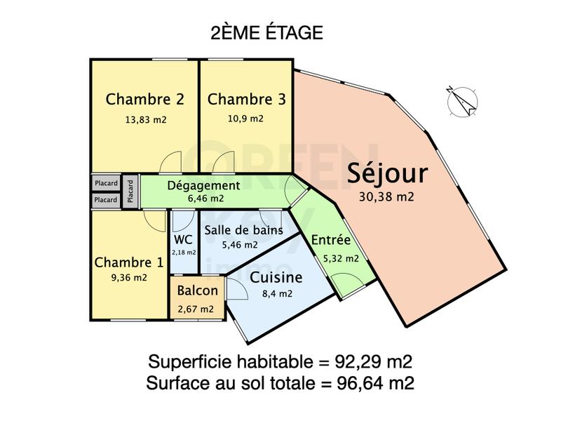 Appartement - 97 m² - 5 pièces