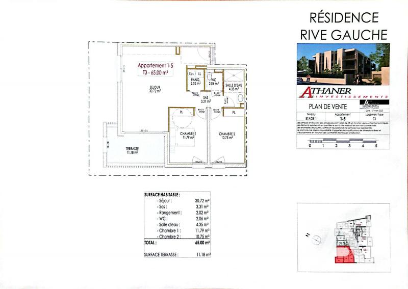 Appartement - 65 m² - 3 pièces