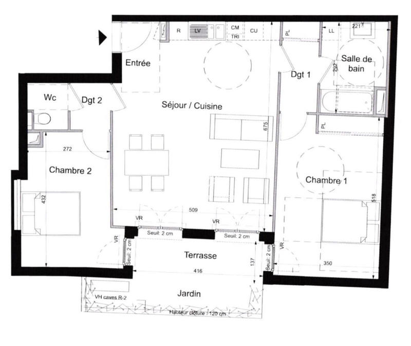 Appartement - 77 m² - 3 pièces