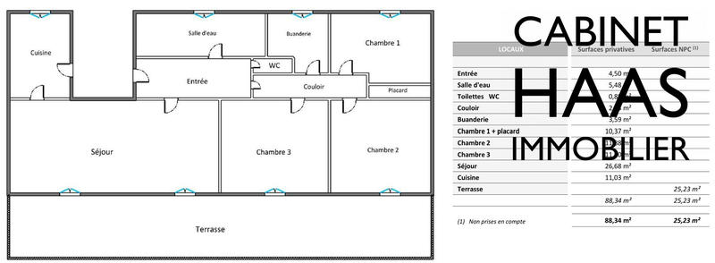 Appartement - 90 m² - 4 pièces