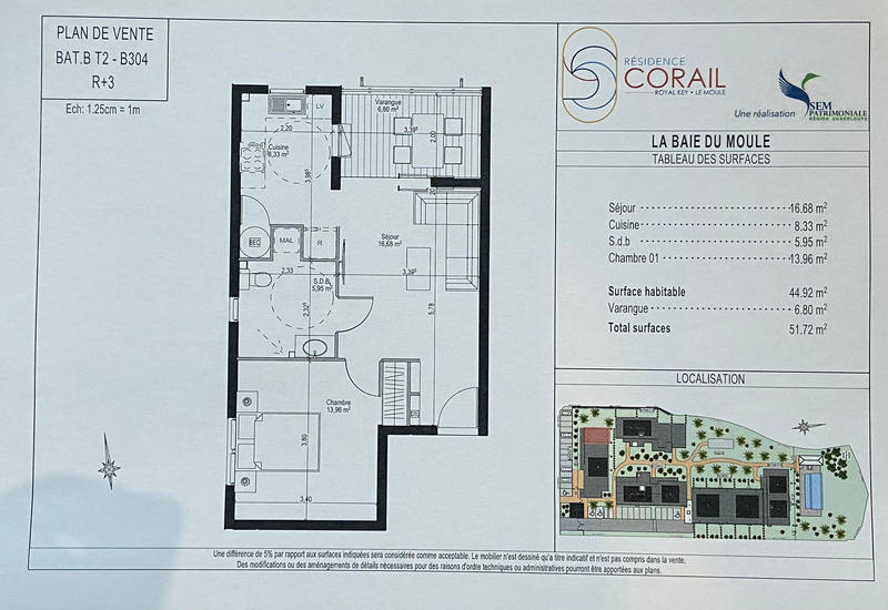 Appartement - 52 m² - 2 pièces
