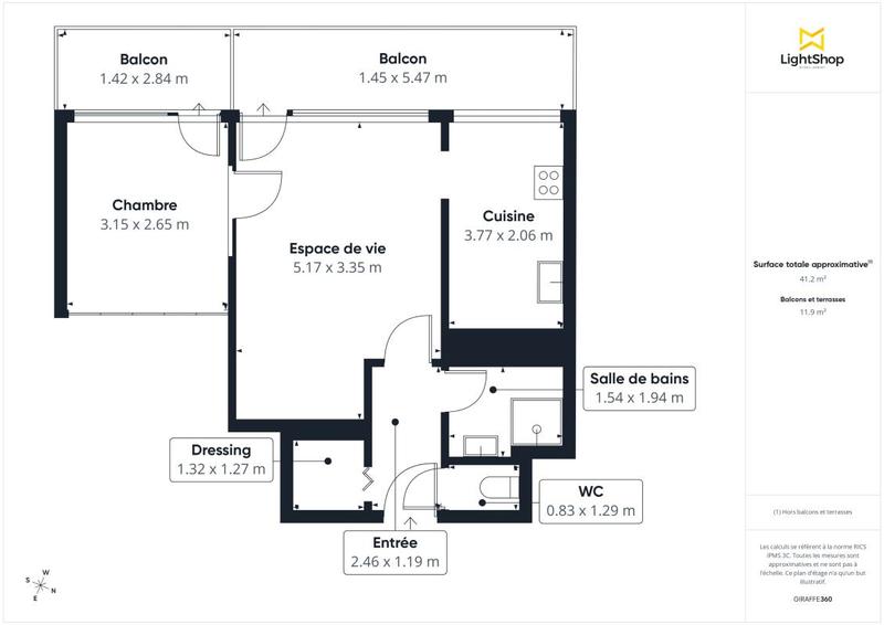 Appartement - 44 m² - 2 pièces