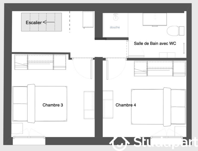 Chambre - 10 m² - 1 pièce