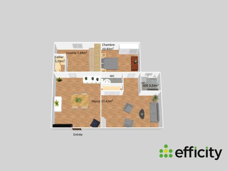 Appartement - 54 m² - 3 pièces