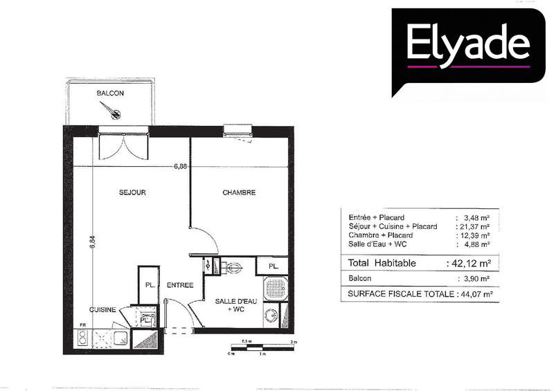 Appartement - 42 m² - 2 pièces