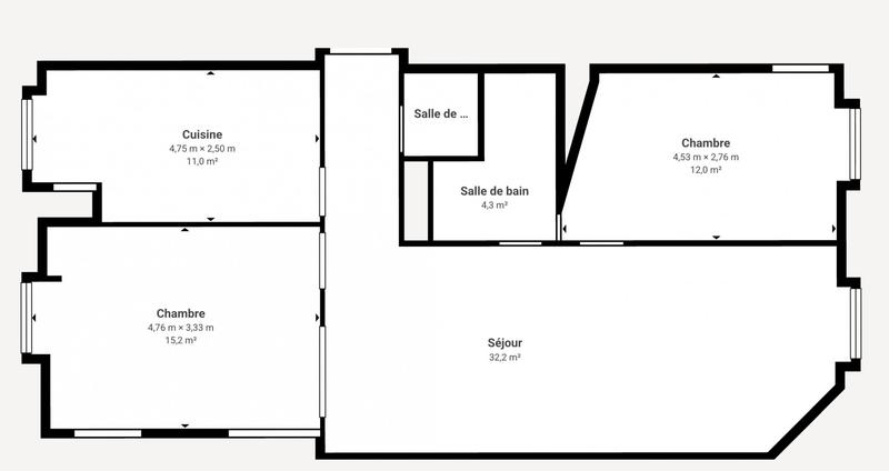 Appartement - 78 m² - 3 pièces