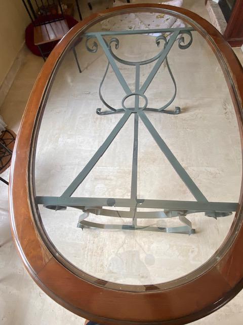 Table en fer forgé et plateau verre