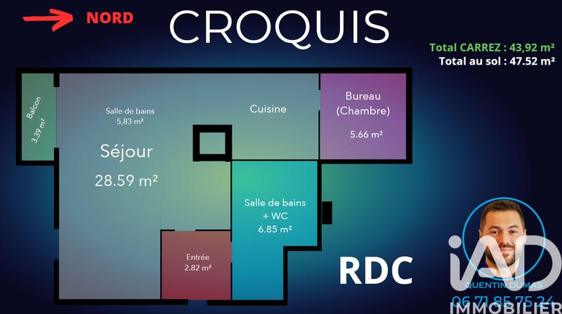 Appartement - 44 m² - 1 pièce