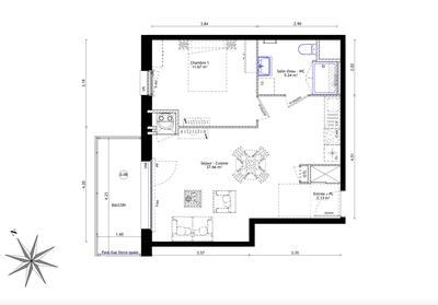 Appartement - 46 m² - 2 pièces