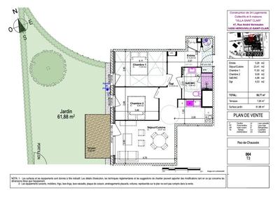 Appartement - 59 m² - 3 pièces