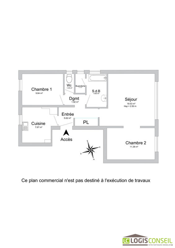 Appartement - 64 m² - 3 pièces