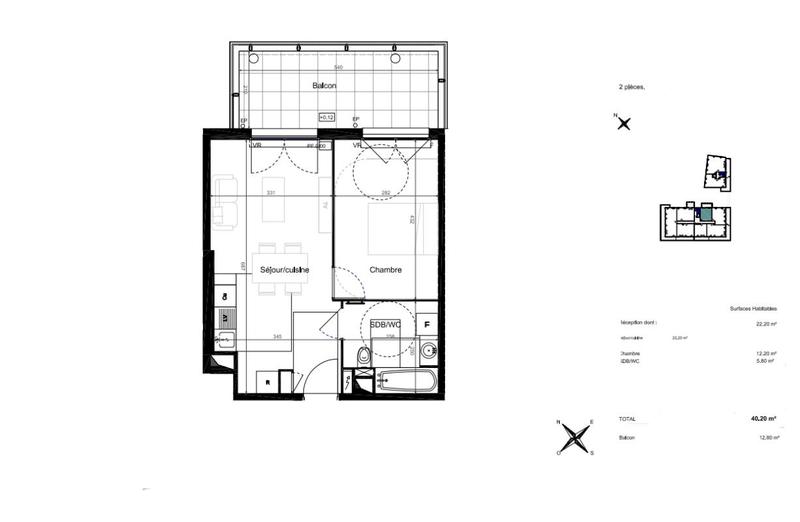 Appartement - 40 m² - 2 pièces
