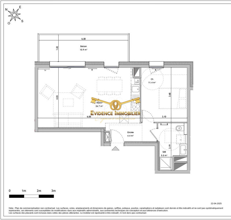 Appartement - 47 m² - 2 pièces
