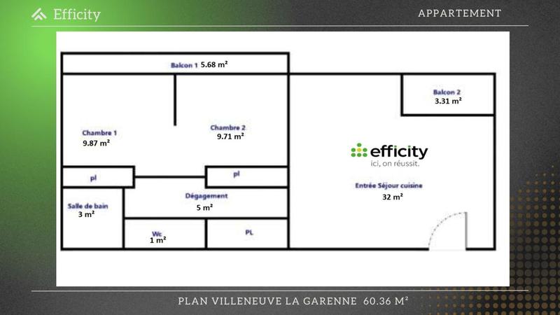 Appartement - 60 m² - 3 pièces