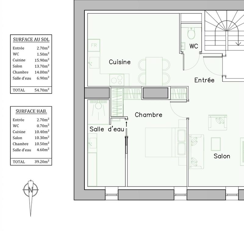 Appartement - 39 m² - 2 pièces