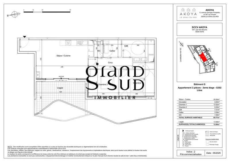 Appartement - 65 m² - 3 pièces