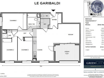 Appartement - 87 m² - 4 pièces