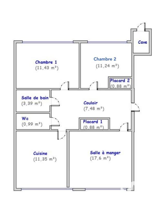 Appartement - 65 m² - 3 pièces