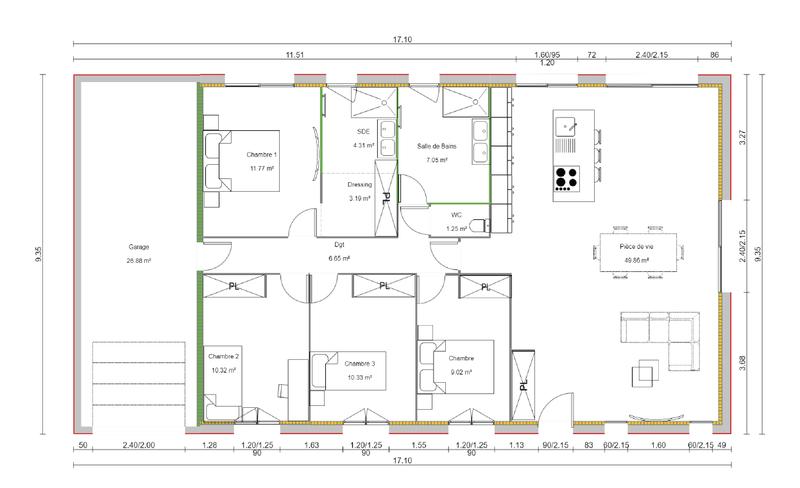 Maison - 98 m² - 5 pièces